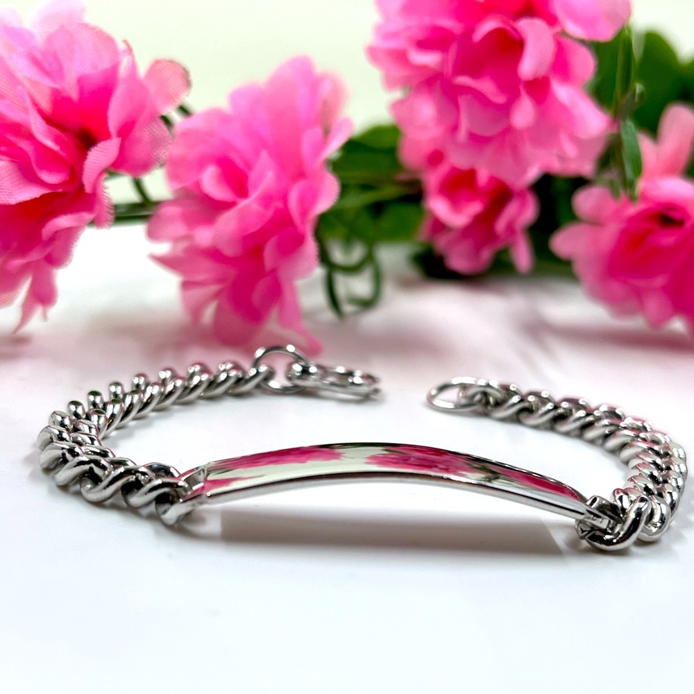 Nickel Silver Signed Vintage Engraveable ID Bracelet No Engravings or Scratches - Picture 3 of 7